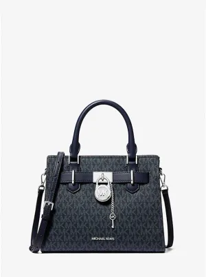 Micheal Kors Hamilton Small Signature Logo Satchel Navy