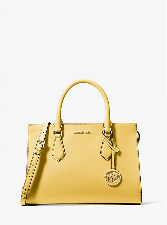 Micheal Kors Sheila Medium Faux Saffiano Leather Satchel Daisy Yellow