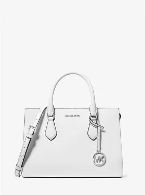 Micheal Kors Sheila Medium Faux Saffiano Leather Satchel Optic White