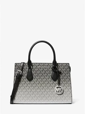 Micheal Kors Sheila Medium Ombre Signature Logo Satchel Black