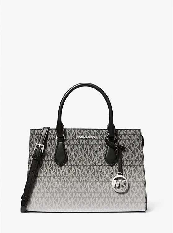 Micheal Kors Sheila Medium Ombre Signature Logo Satchel Black