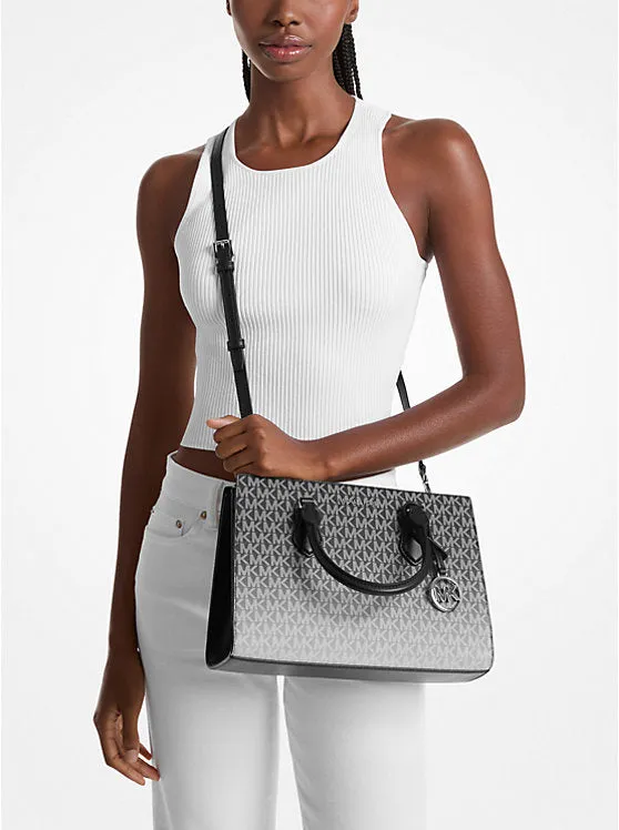 Micheal Kors Sheila Medium Ombre Signature Logo Satchel Black
