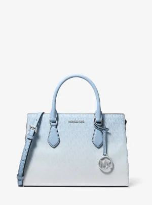 Micheal Kors Sheila Medium Ombre Signature Logo Satchel Light Sky