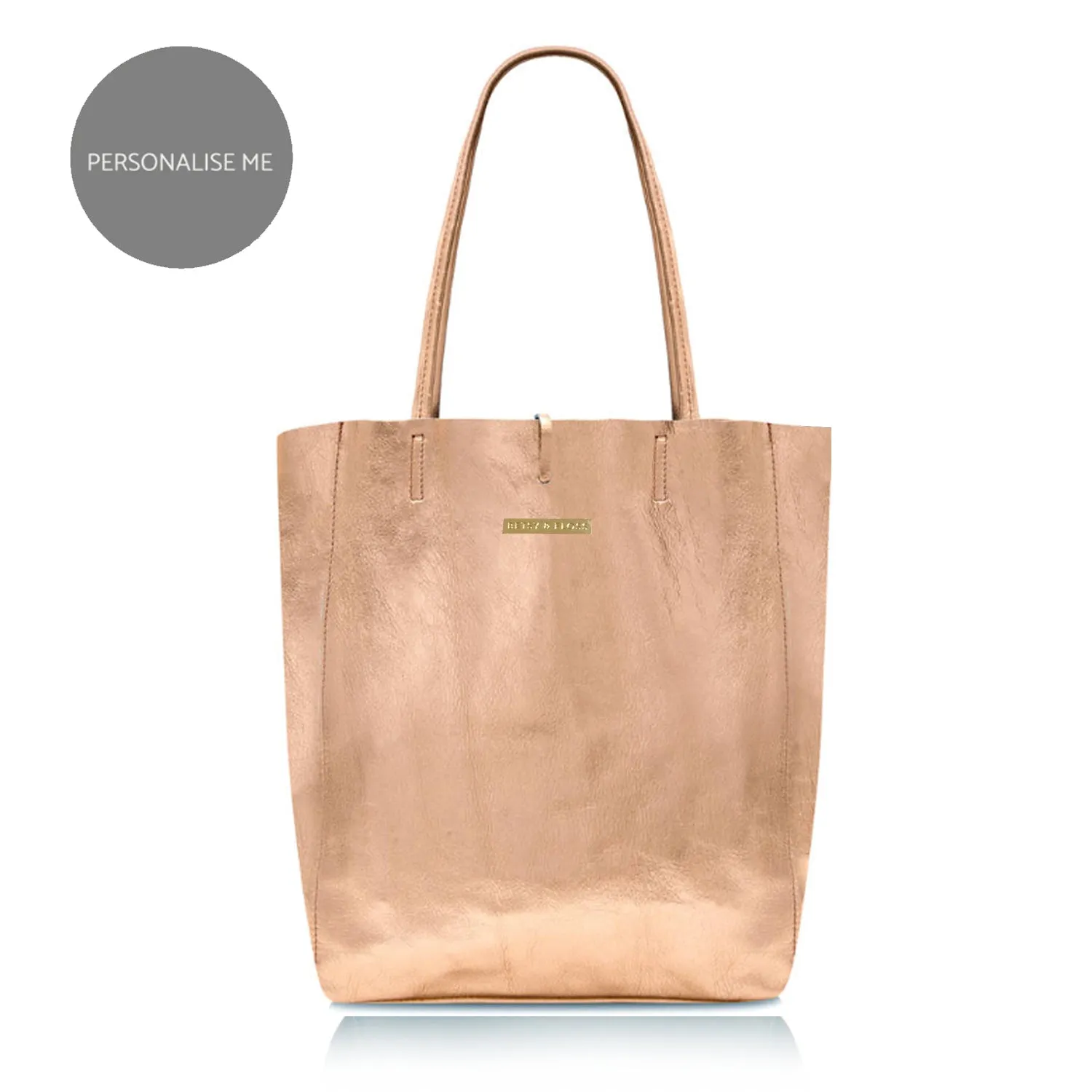 Milan - Soft Leather Tote Bag in Rose Gold