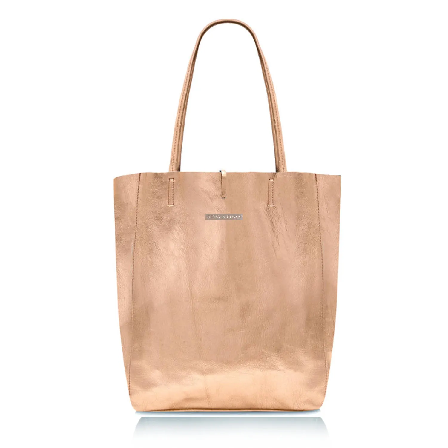 Milan - Soft Leather Tote Bag in Rose Gold