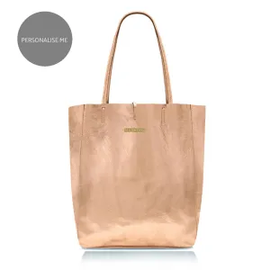 Milan - Soft Leather Tote Bag in Rose Gold