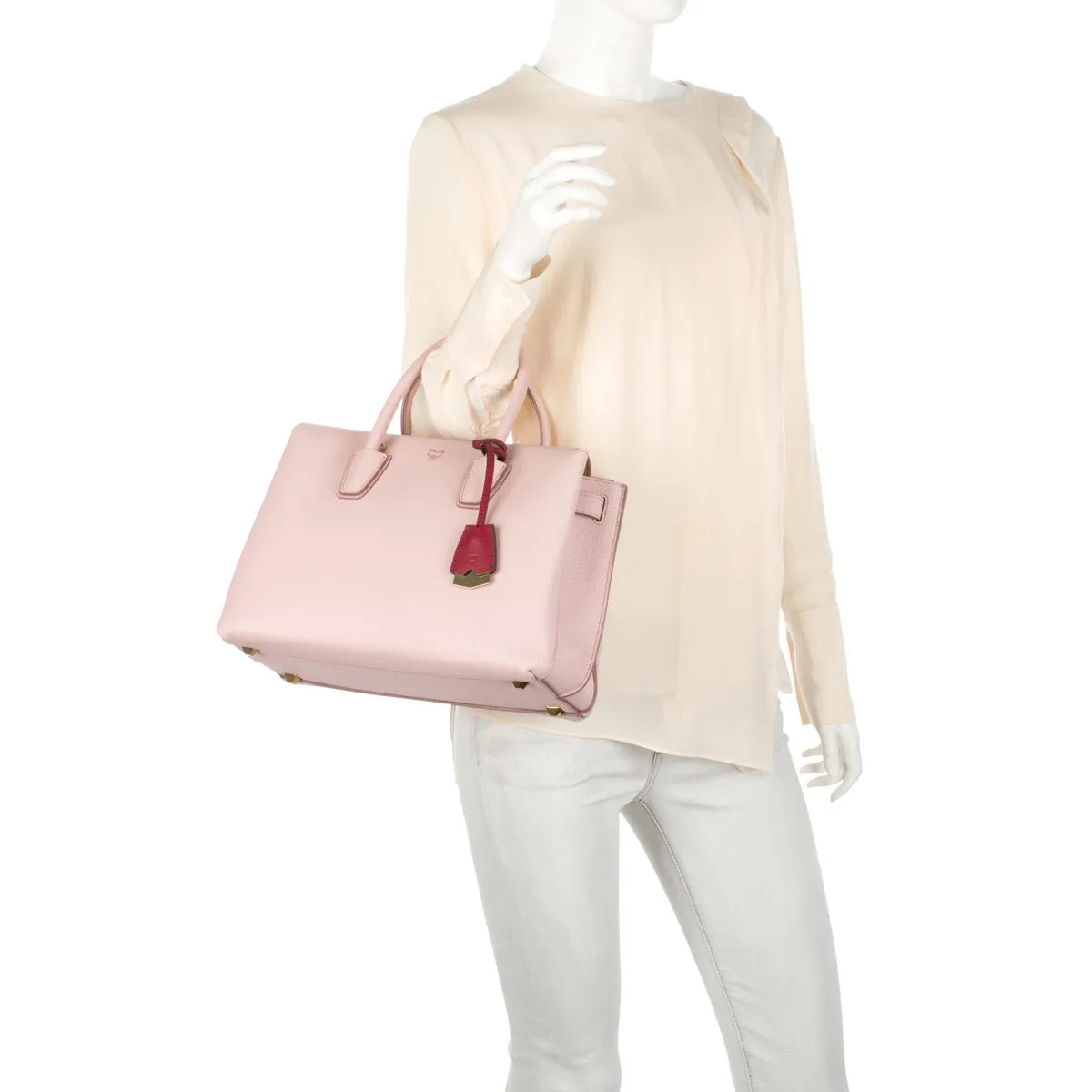 Milla Medium Leather Pale Mauve Tote Bag