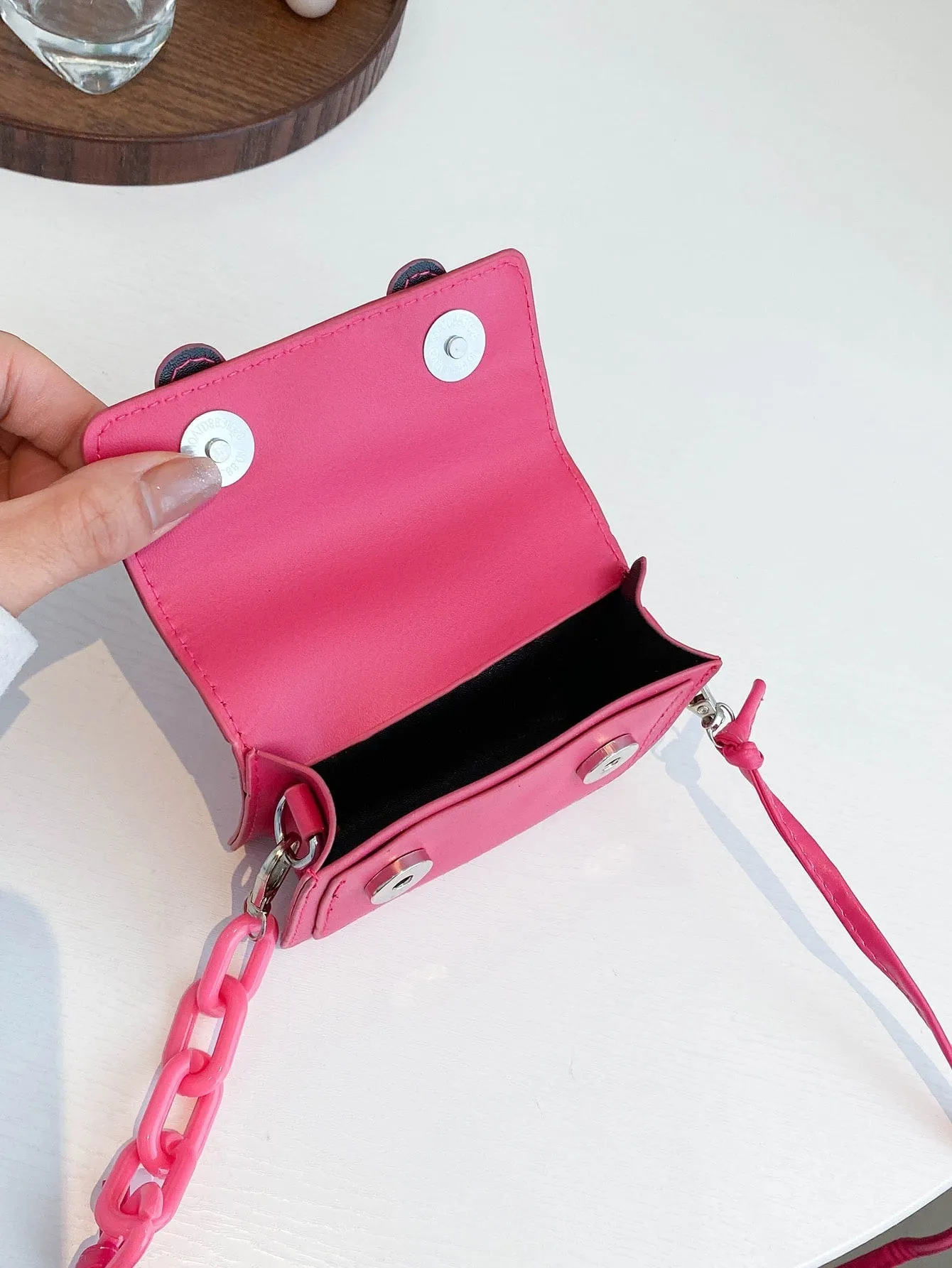Mini Buckle Detail Stitch Detail Square Bag - Hot Pink