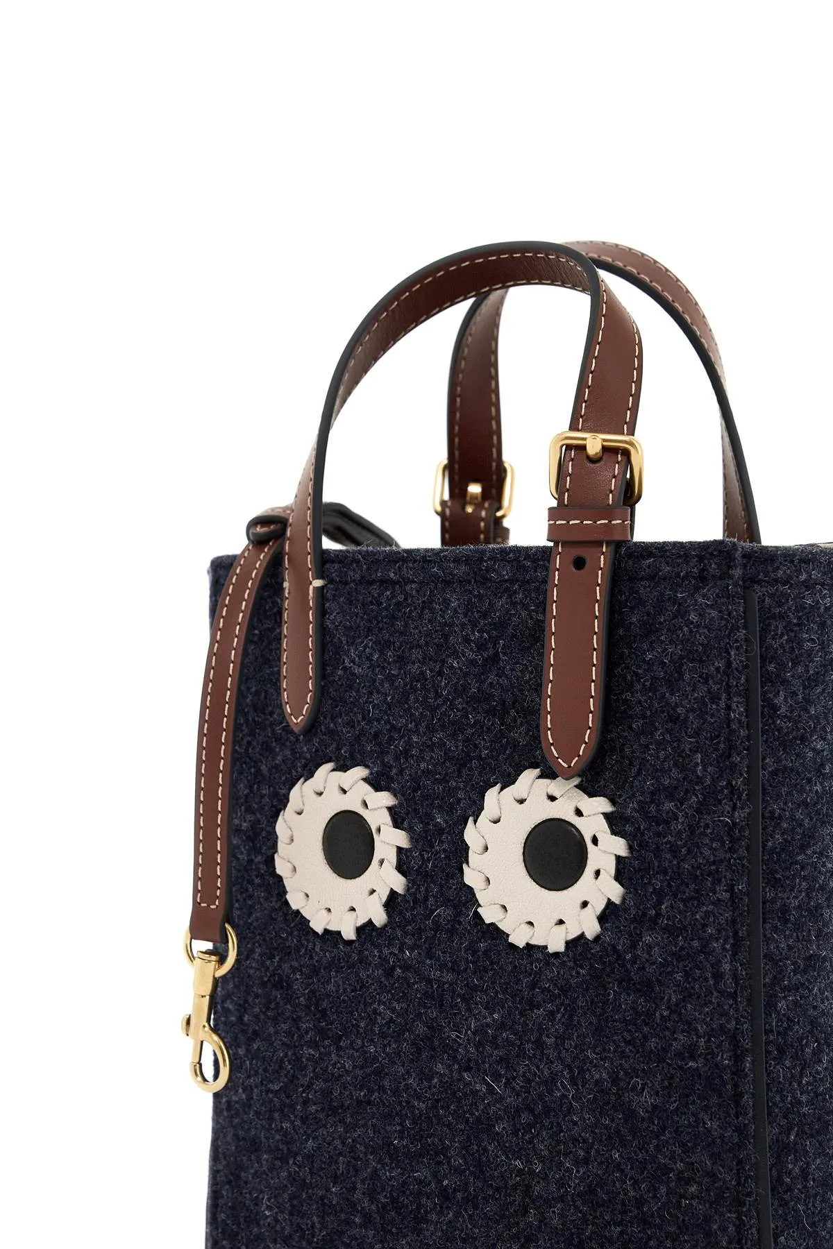 mini felt tote bag with eyes design