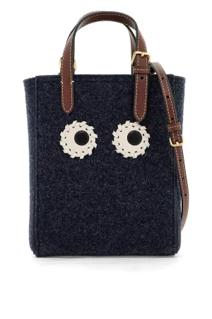 mini felt tote bag with eyes design