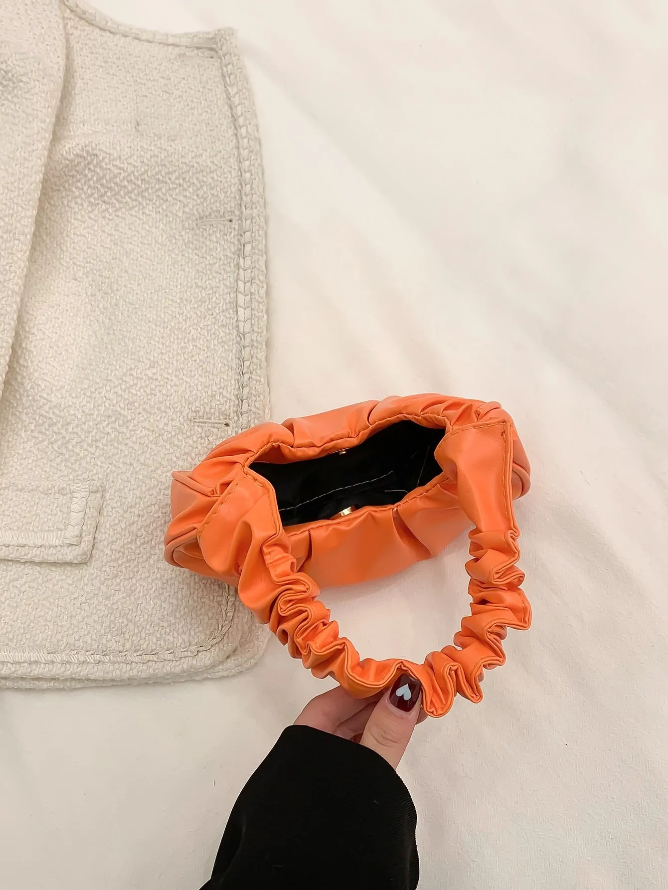Mini Minimalist Ruched Bag - Orange