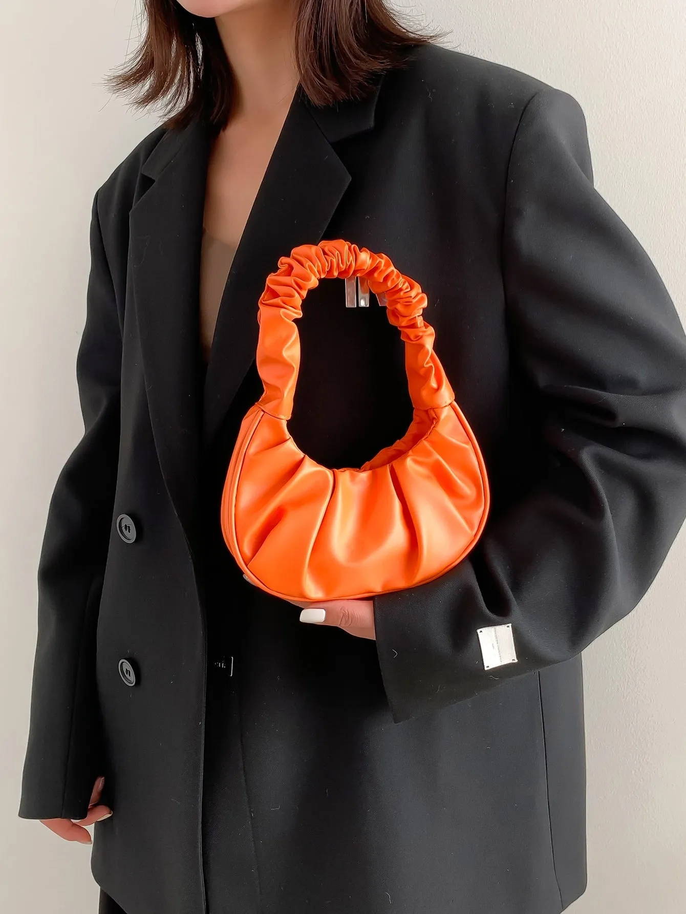 Mini Minimalist Ruched Bag - Orange