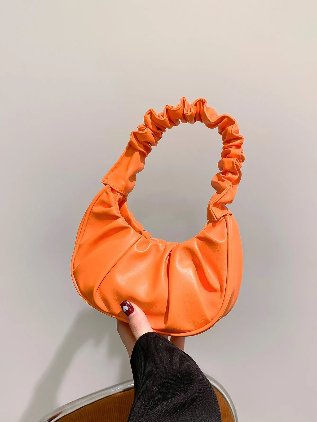 Mini Minimalist Ruched Bag - Orange