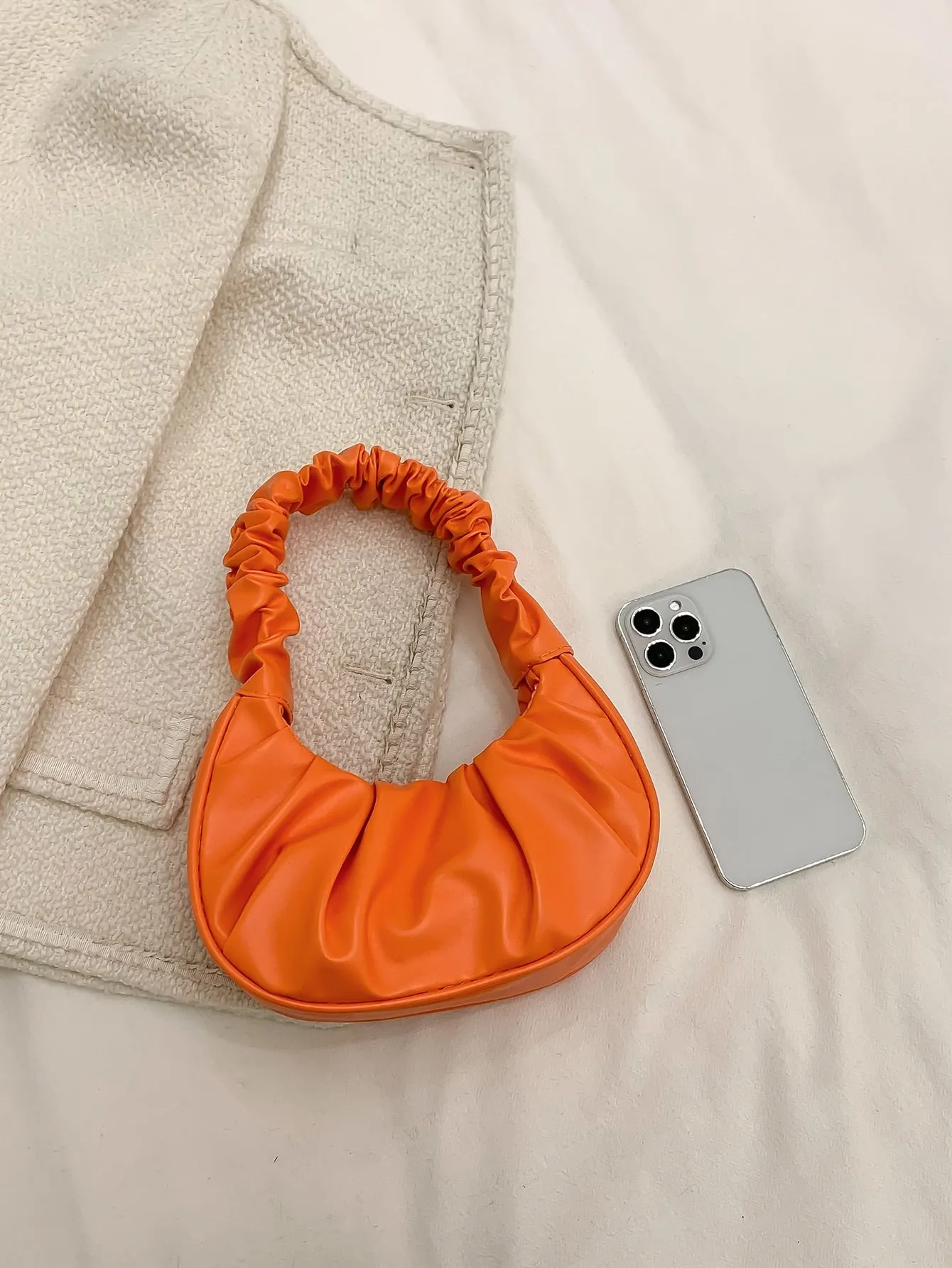 Mini Minimalist Ruched Bag - Orange