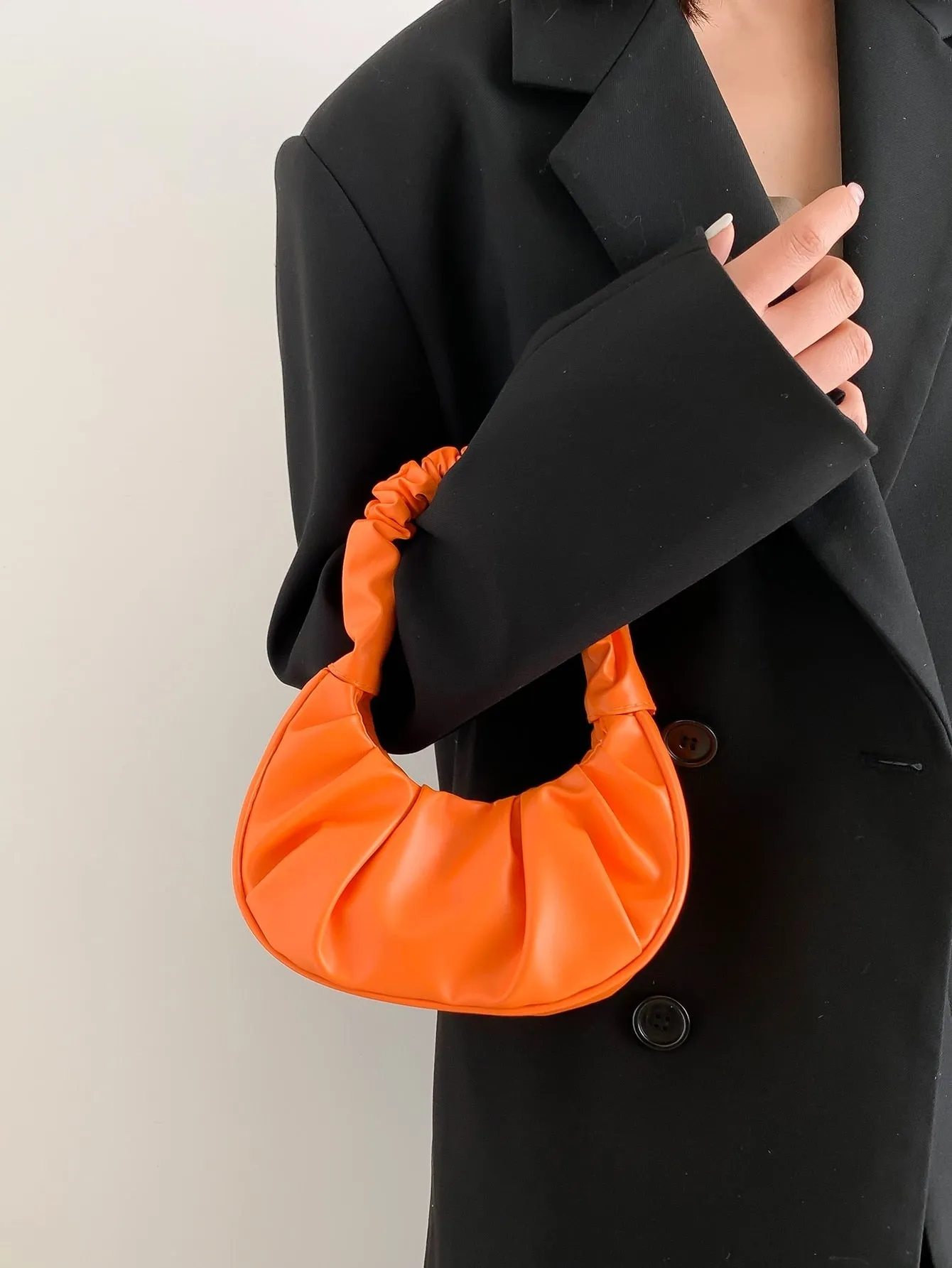 Mini Minimalist Ruched Bag - Orange