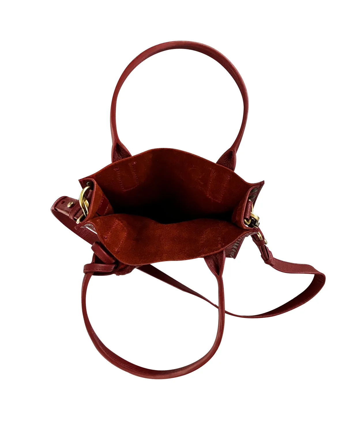 Mini Tzeltal Burgundy / Maroon Leather Crossbody bag
