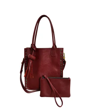 Mini Tzeltal Burgundy / Maroon Leather Crossbody bag