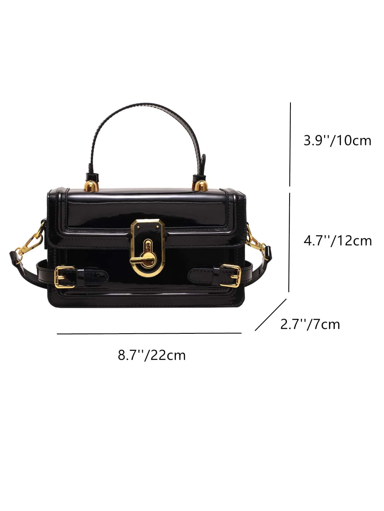 Minimalist Buckle Decor Flap Square Bag - Black