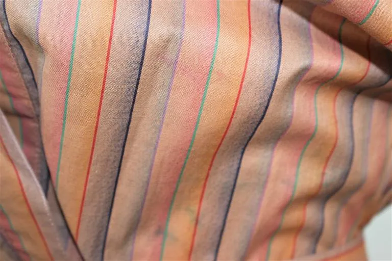 MISSONI Khaki Striped Coat with Knit Trim Size 10
