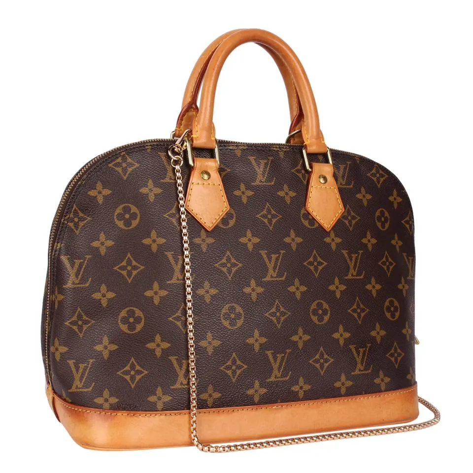 Monogram Alma Canvas Leather Satchel