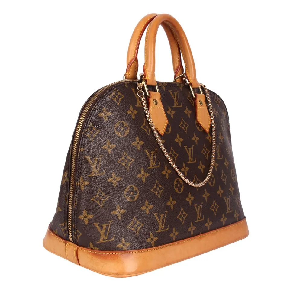 Monogram Alma Canvas Leather Satchel