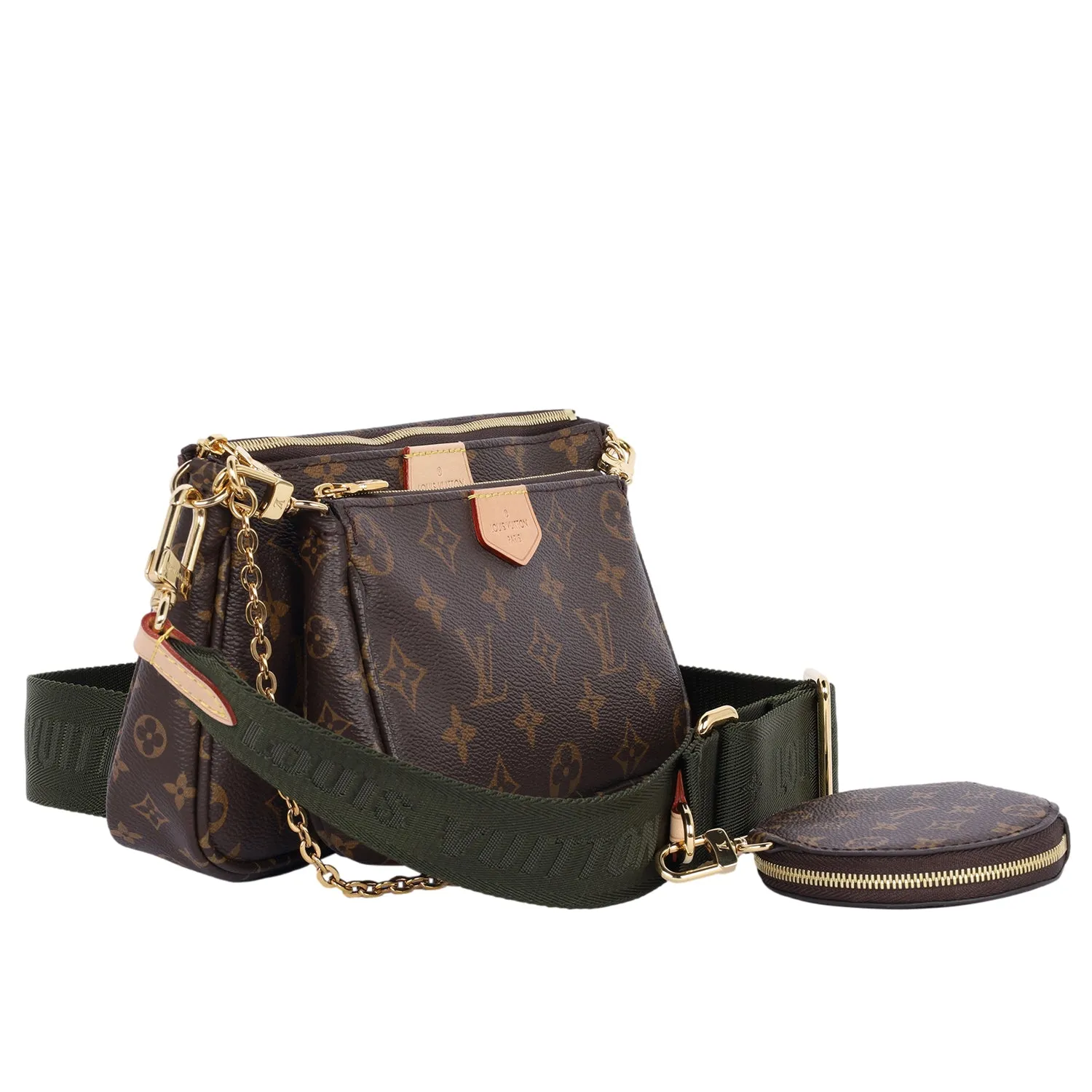 Monogram Canvas Multi Pochette Accessories Cross Body Bag Khaki