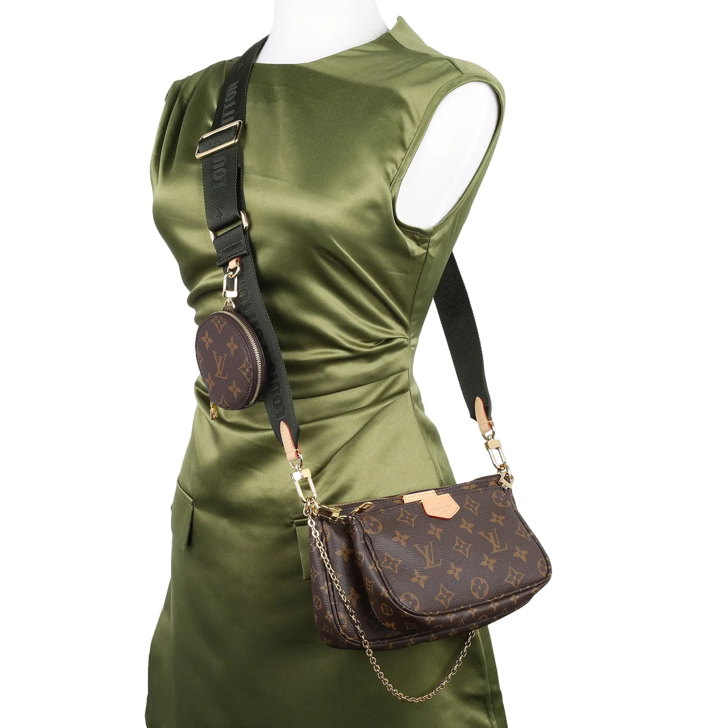 Monogram Canvas Multi Pochette Accessories Cross Body Bag Khaki