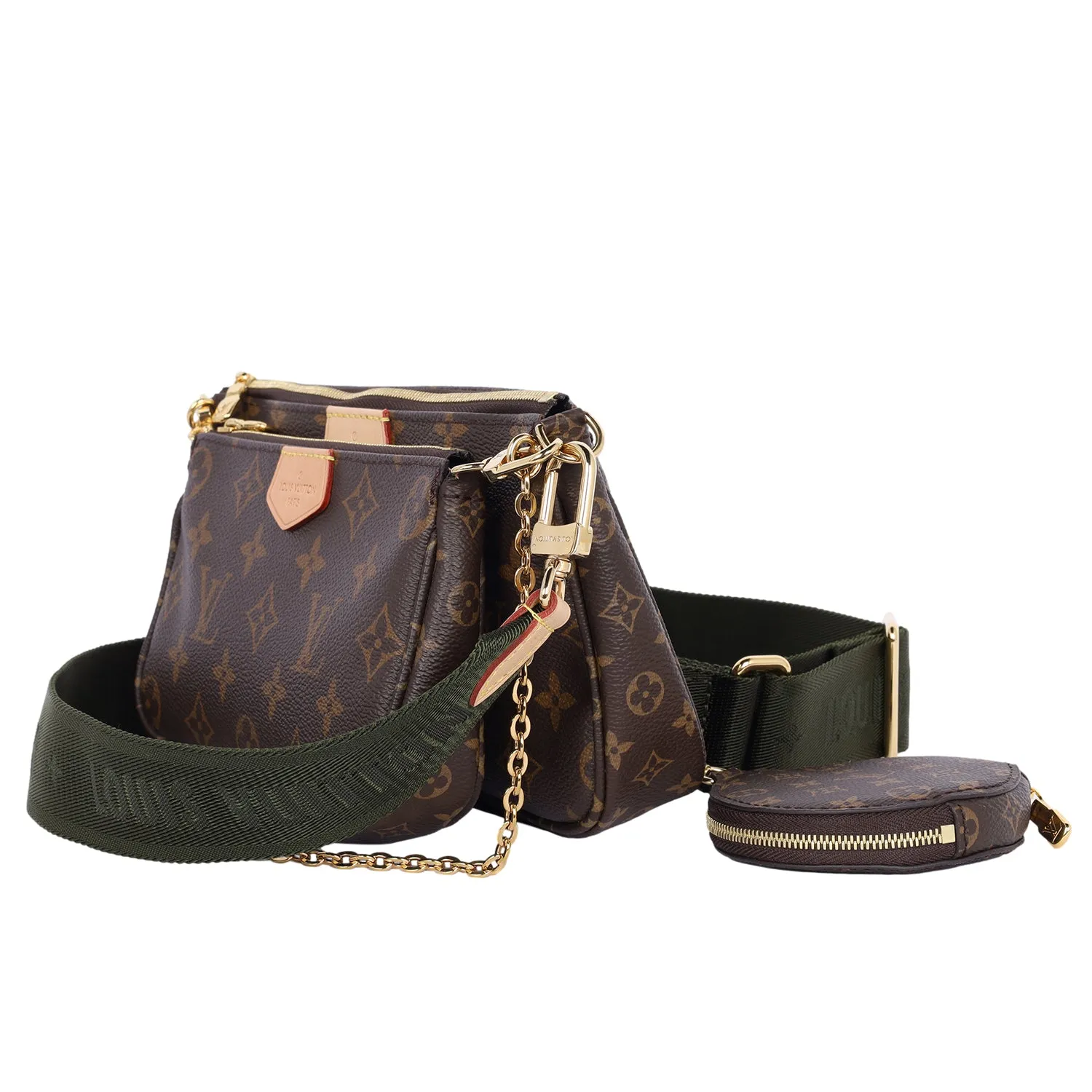 Monogram Canvas Multi Pochette Accessories Cross Body Bag Khaki