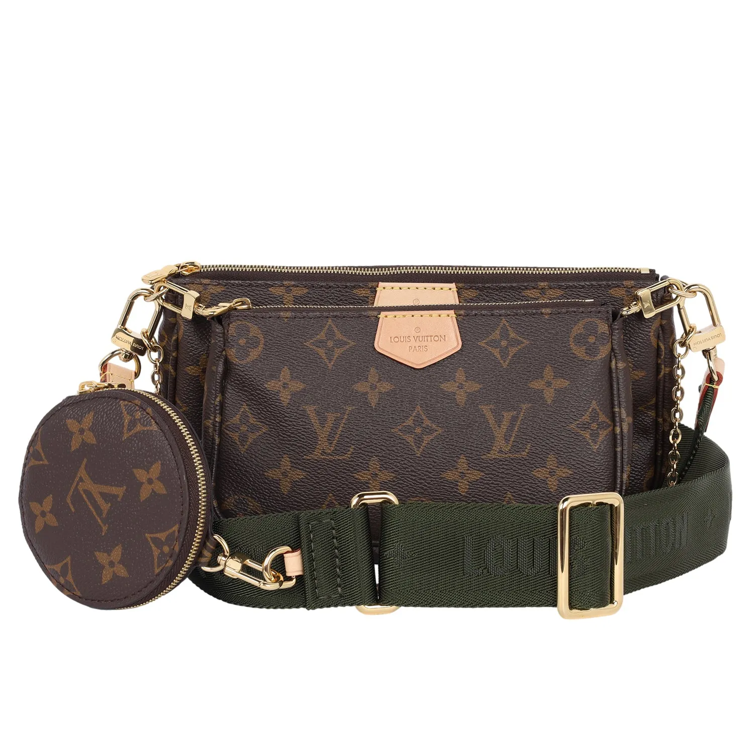 Monogram Canvas Multi Pochette Accessories Cross Body Bag Khaki
