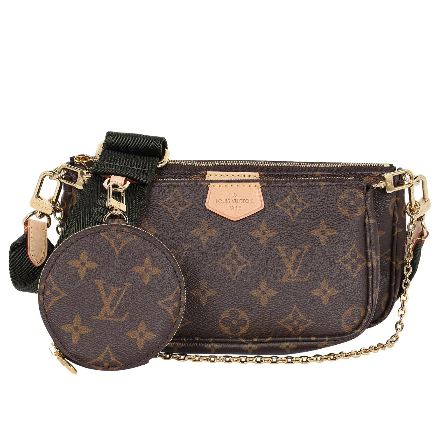 Monogram Canvas Multi Pochette Accessories Cross Body Bag Khaki