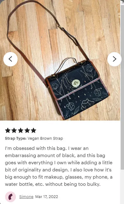 Moon Flowers Crossbody Purse Witchy Bag