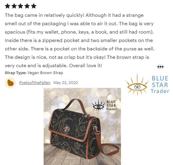 Moon Flowers Crossbody Purse Witchy Bag