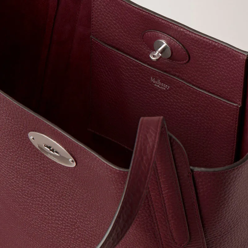 MULBERRY North South Bayswater Tote Heavy Grain Handbag in Black Cherry