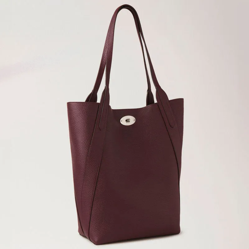 MULBERRY North South Bayswater Tote Heavy Grain Handbag in Black Cherry