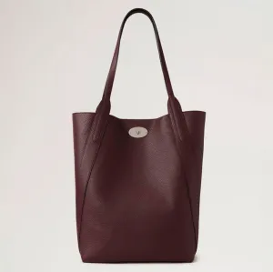MULBERRY North South Bayswater Tote Heavy Grain Handbag in Black Cherry