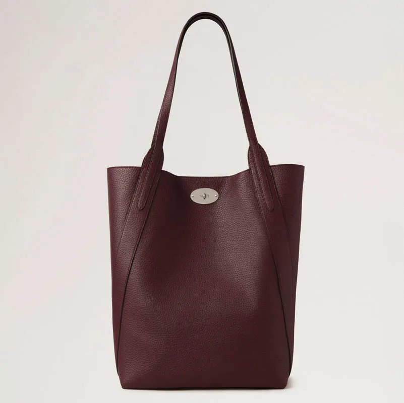 MULBERRY North South Bayswater Tote Heavy Grain Handbag in Black Cherry