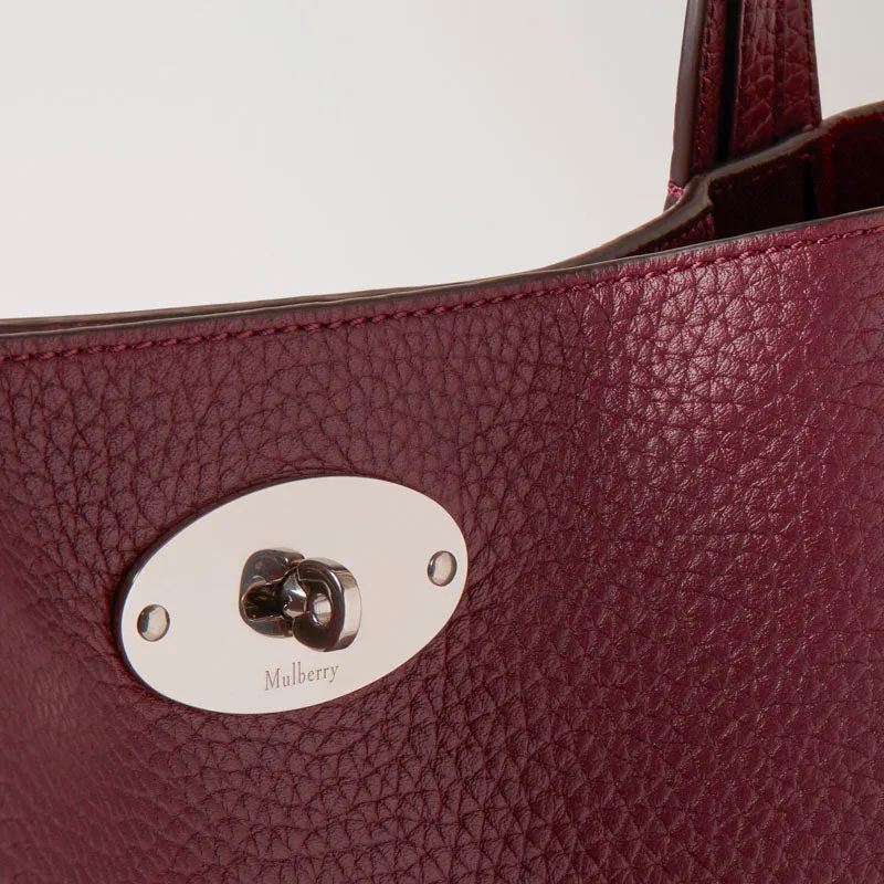MULBERRY North South Bayswater Tote Heavy Grain Handbag in Black Cherry