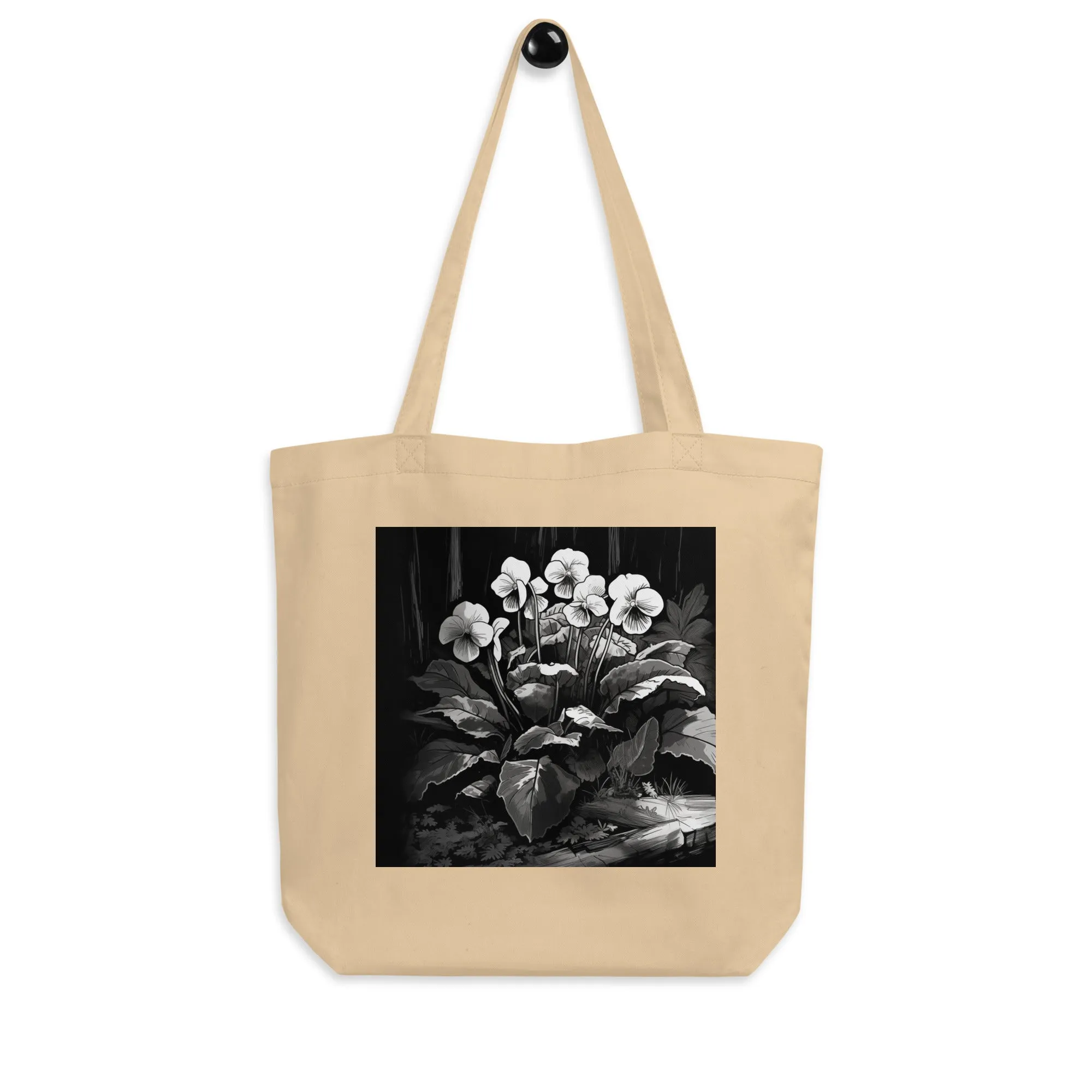 Natural Fiber Tote Bag Hidden Violets