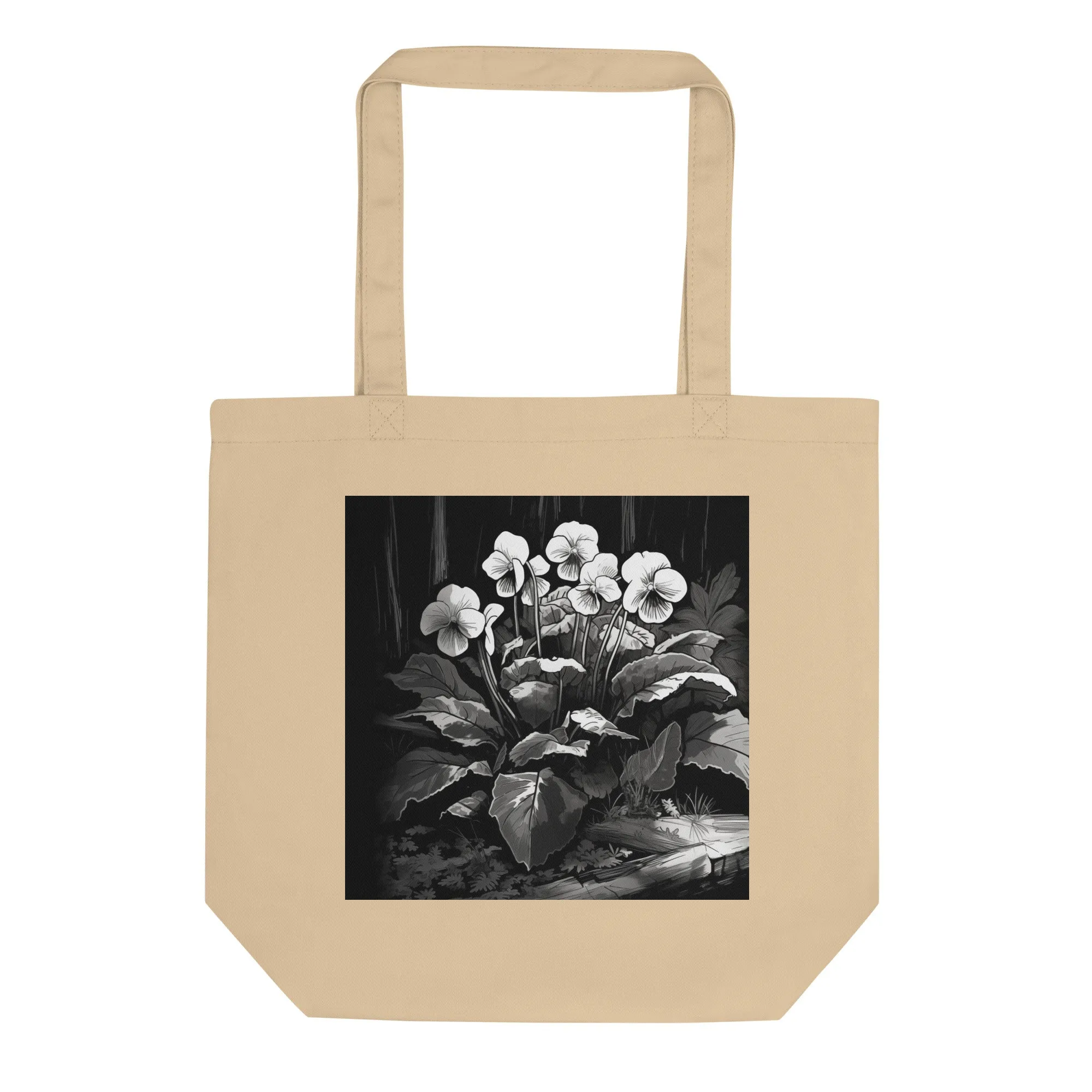 Natural Fiber Tote Bag Hidden Violets