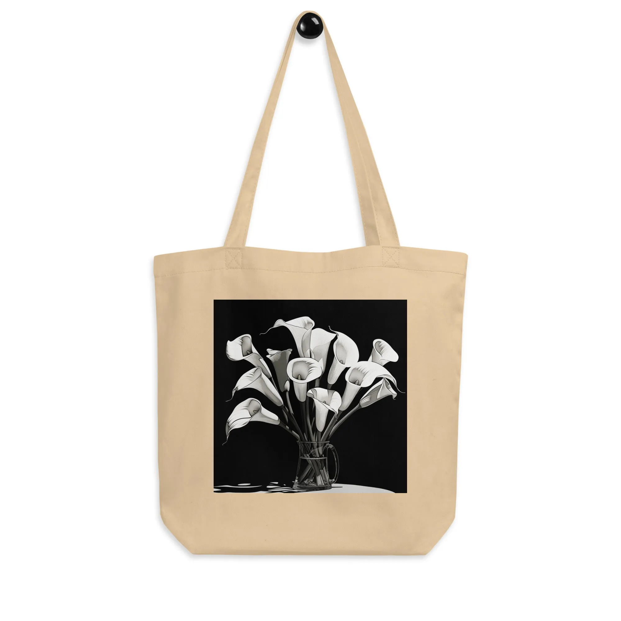 Natural Fiber Tote Bag Modern Calla Lilies