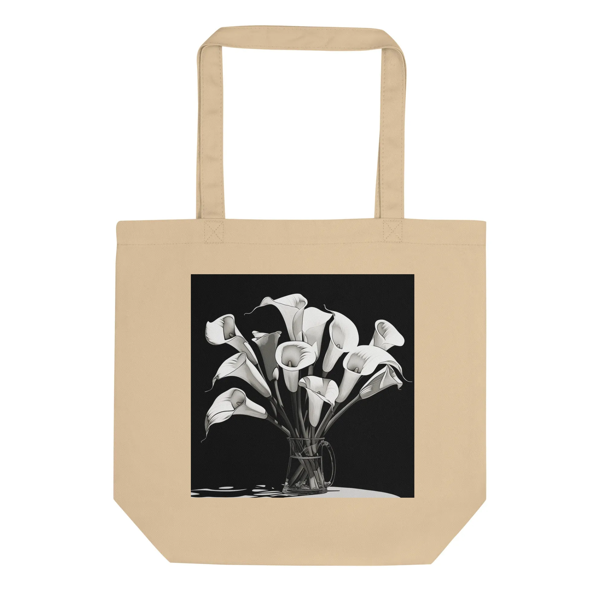 Natural Fiber Tote Bag Modern Calla Lilies