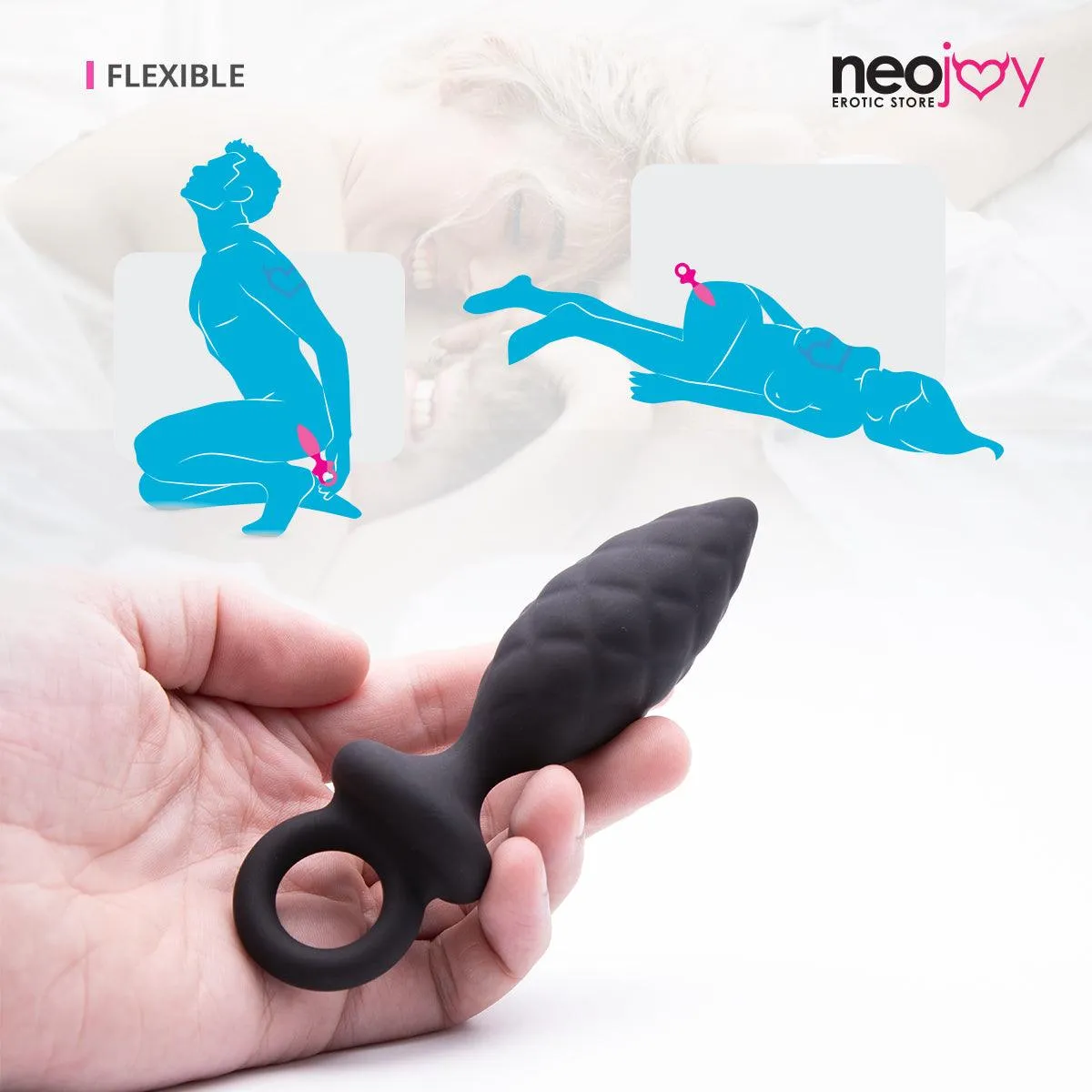Neojoy Silicone Anal Plug with Loop - Black