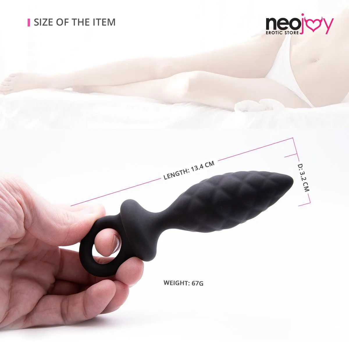 Neojoy Silicone Anal Plug with Loop - Black