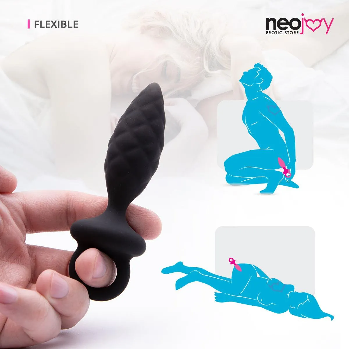 Neojoy Silicone Anal Plug with Loop - Black