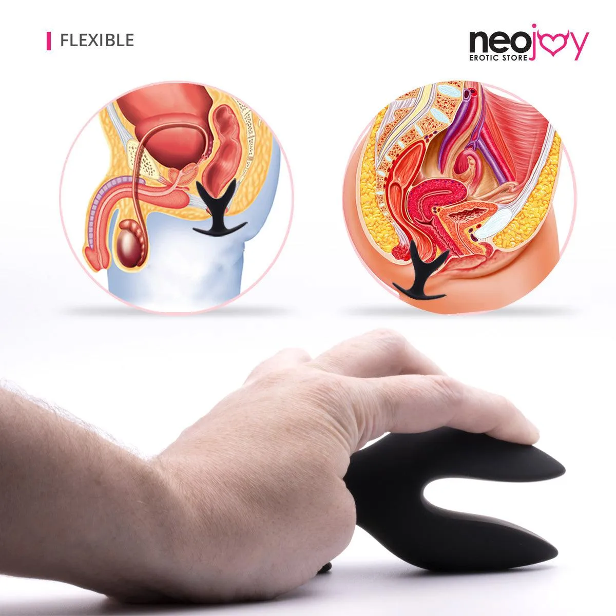Neojoy Super Expandable Butt Plug Silicone Black With Flat Base