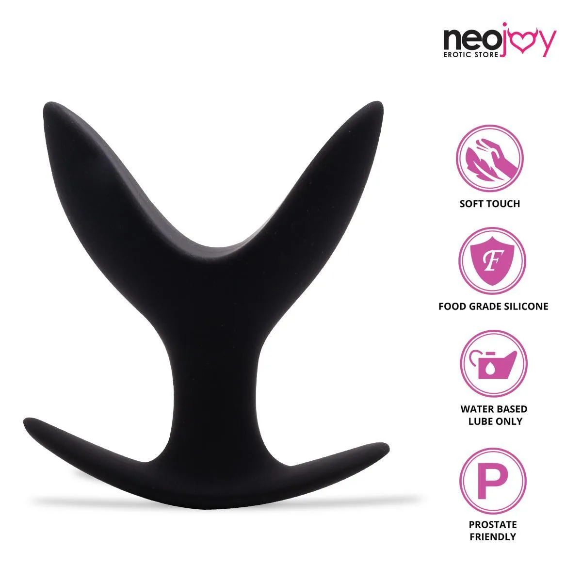 Neojoy Super Expandable Butt Plug Silicone Black With Flat Base