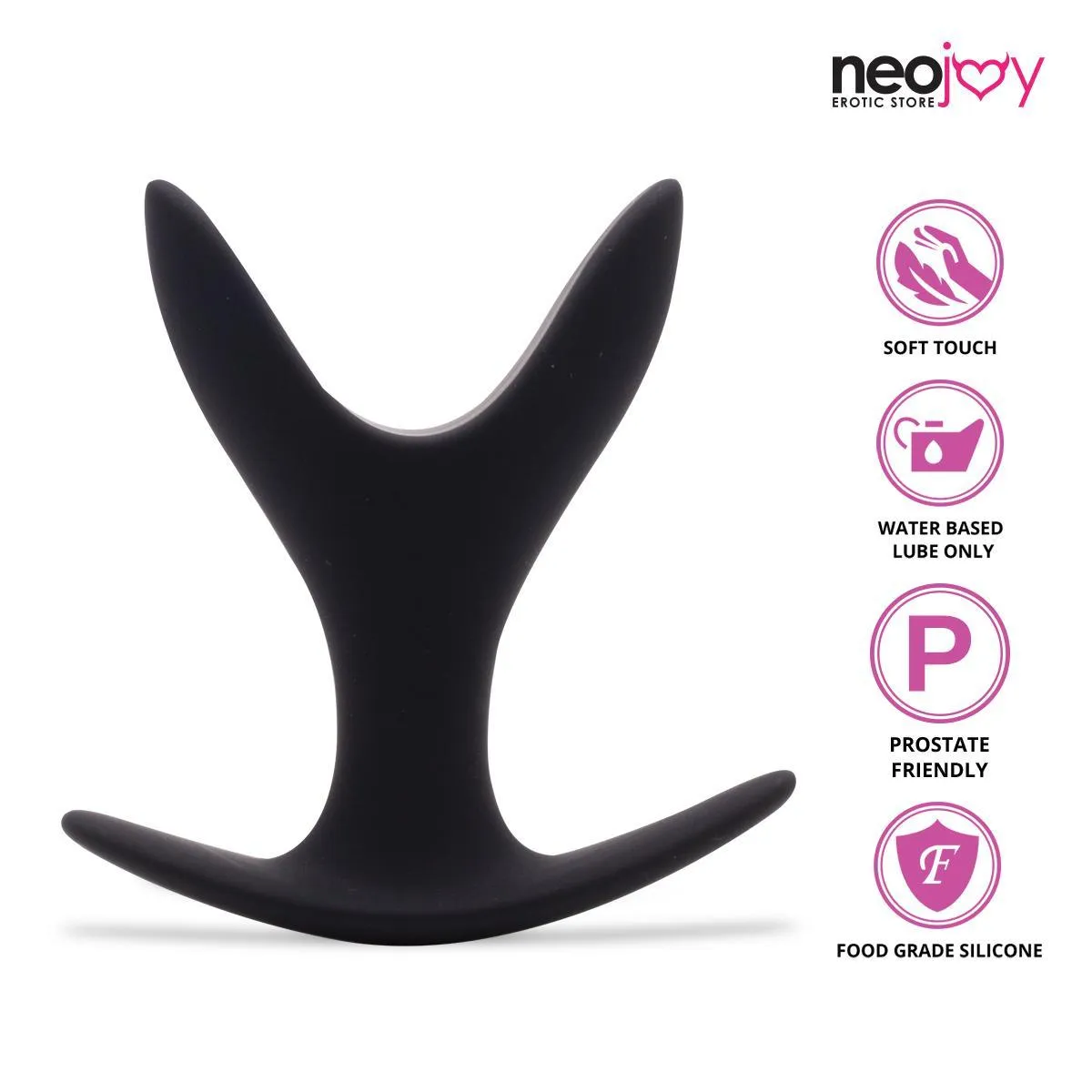 Neojoy Super Expandable Butt Plug Silicone Black With Flat Base