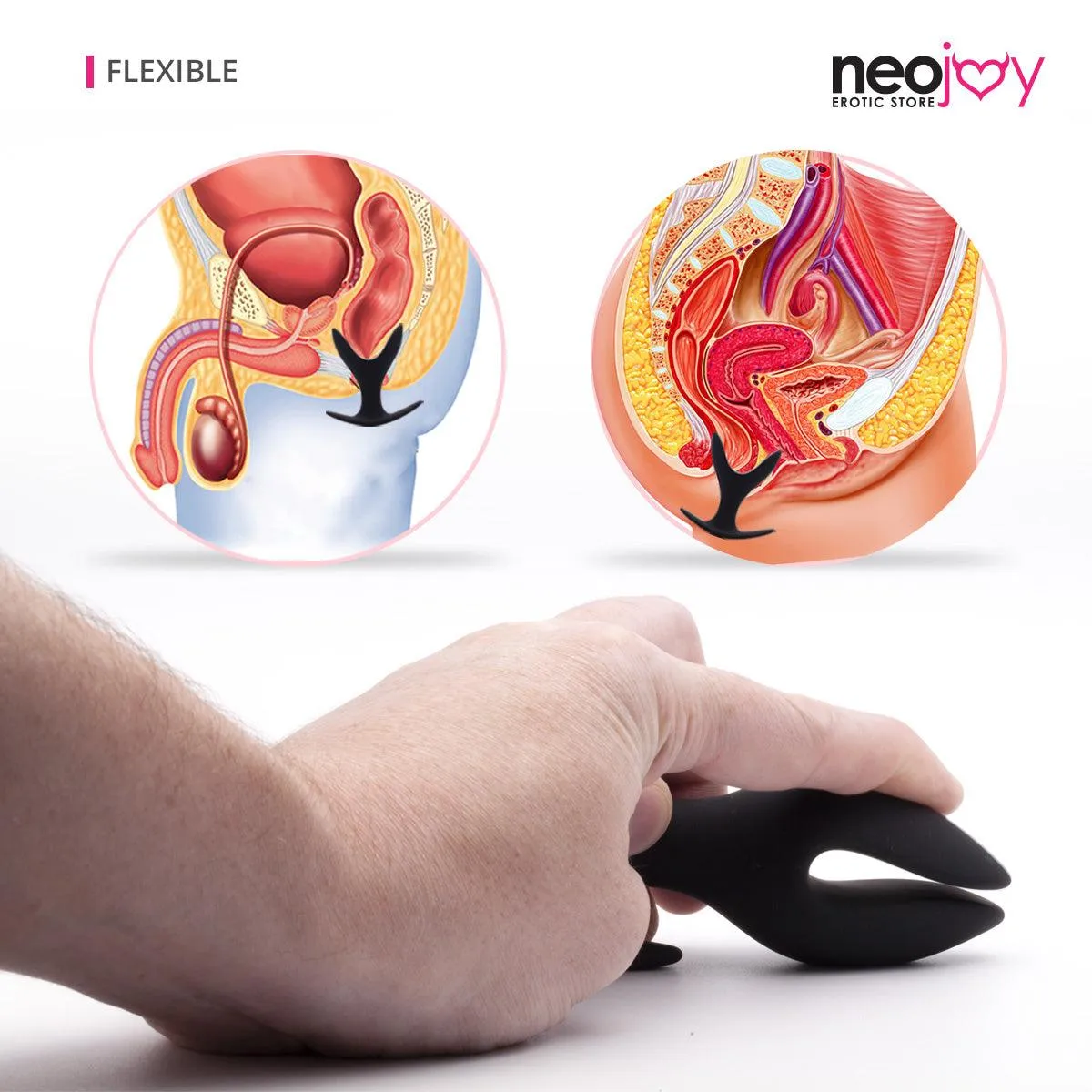 Neojoy Super Expandable Butt Plug Silicone Black With Flat Base