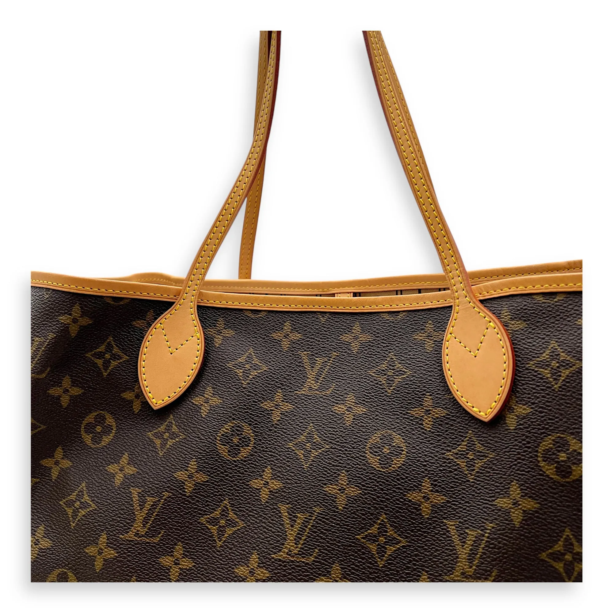 Neverfull Tote Bag GM Brown in Coated Canvas, Gold hardware