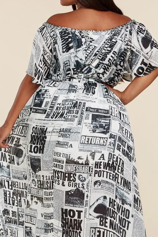 NEWS PRINT MAXI DRESS